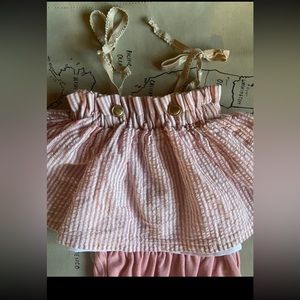 Pink and white stripe Top, Sadie Then Ty 12-18 month, gold spaghetti straps